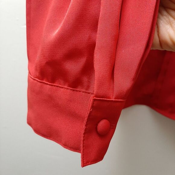 Vintage Yves St. Clair Red Pleated Button DownBlouse size 16 - Picture 6 of 12